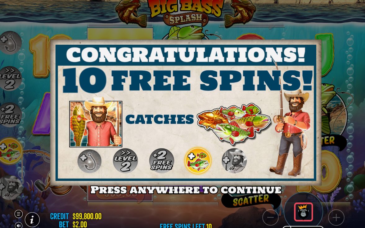 Free Spins round with Wild Fisherman on the reels