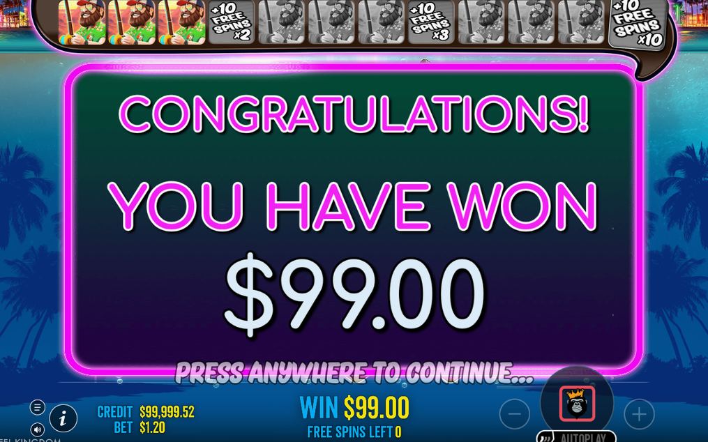 Winning payline and total win after a spin